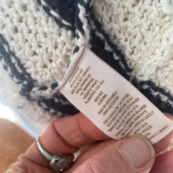 Free People Blue cream stripe cardigan - Picture 4 of 6